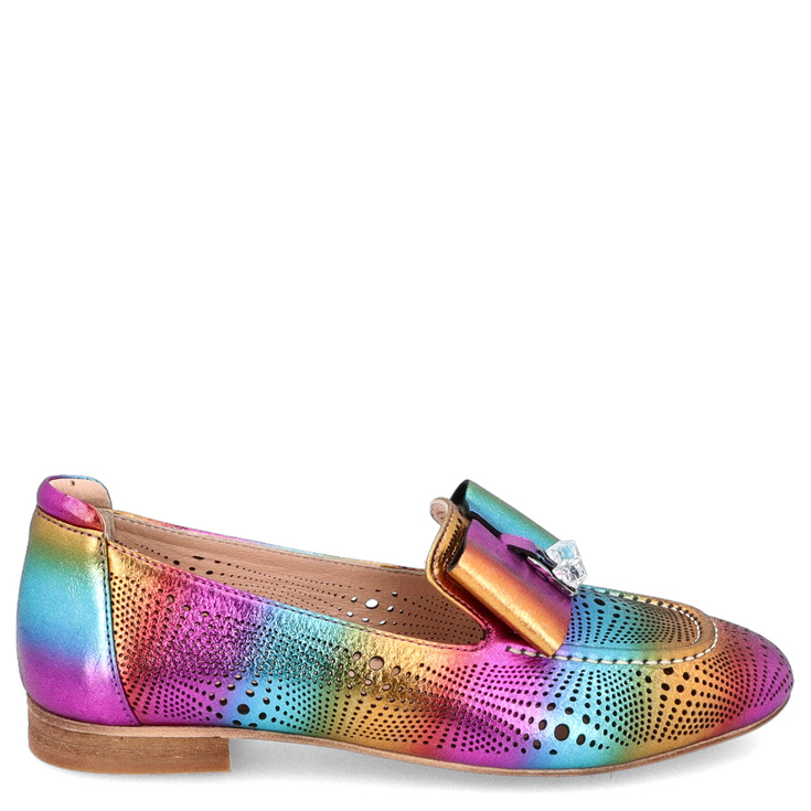 Kolorowe skórzane mokasyny - EMI ROMANI 010.1307 MULTIKOLOR 