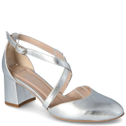 Taneczne czółenka, ślubne - KOTYL 0663 SREBRNE