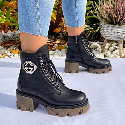 Trapery na grubym spodzie - LEMAR 60376 CZARNE