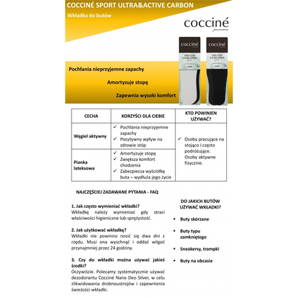 COCCINE SPORT ULTRA & ACTIVE CARBON - sportowa wkładka z węglem aktywnym