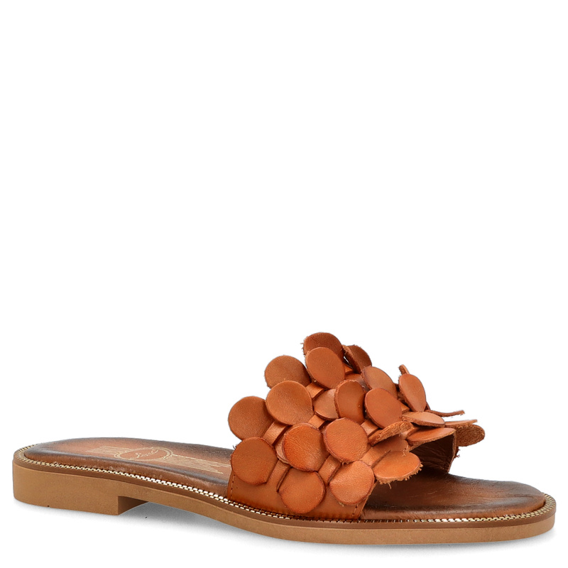 Klasyczne klapki ze skóry - LEMAR 40381 BRĄZOWE