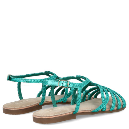 Skórzane płaskie sandałki - GIOSEPPO 71746 TURKUSOWE