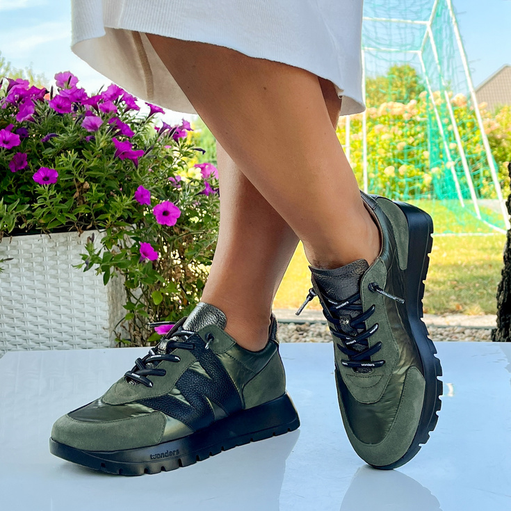 Hiszpańskie sneakersy premium - WONDERS A-2464 KHAKI