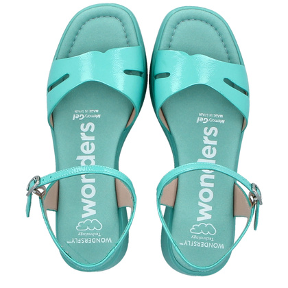 Hiszpańkie sandały na platformie - WONDERS A-3710 MORSKIE