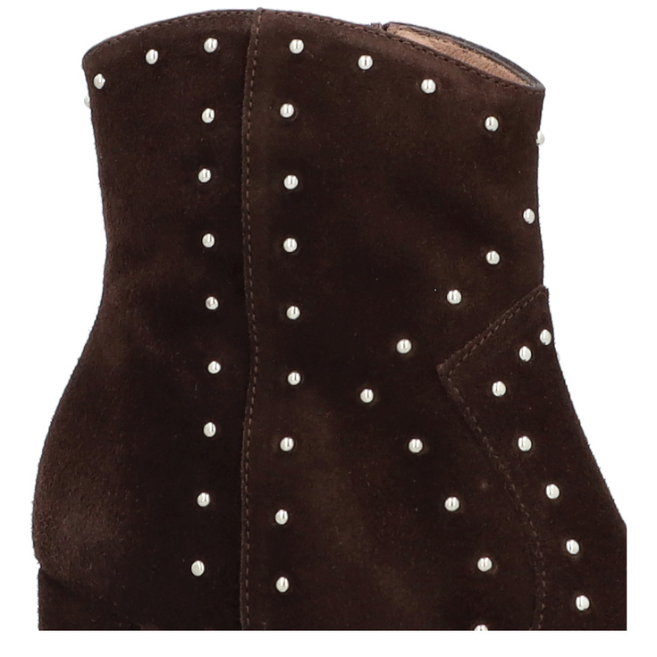 Skórzane botki na słupku - WONDERS M-5431 BRĄZOWE