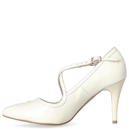 Ślubne szpilki z paskami - TYMOTEO BARA PERŁOWE ECRU