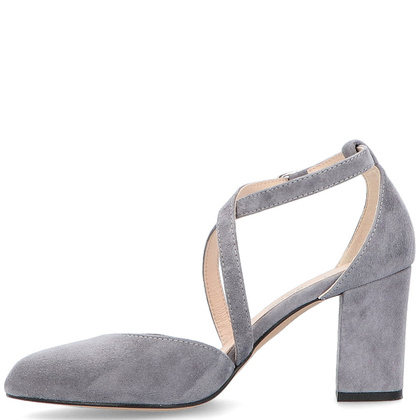 Taneczne czółenka ze skóry - KOTYL 7075 SZARE