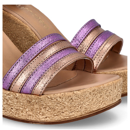 Sandały damskie na koturnie - TYMOTEO M2147 BEŻOWE