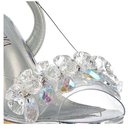 Sandały na modnym obcasie - SCAVIOLA H-05 SREBRNE