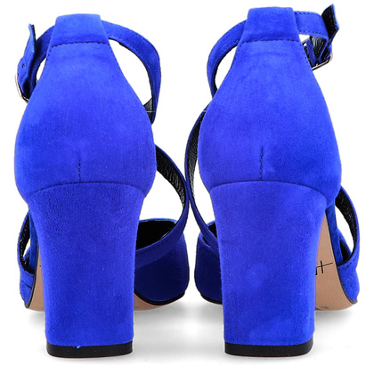 Taneczne czółenka ze skóry - KOTYL 7075 CHABROWE NIEBIESKIE