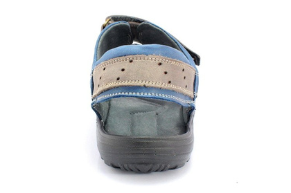 Męskie skórzane sandały - KENT 295 SZARO NIEBIESKIE