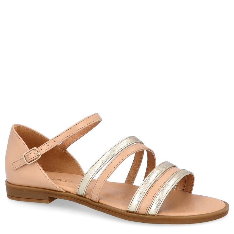 Płaskie sandały ze skóry - TYMOTEO M2154 BEŻOWE