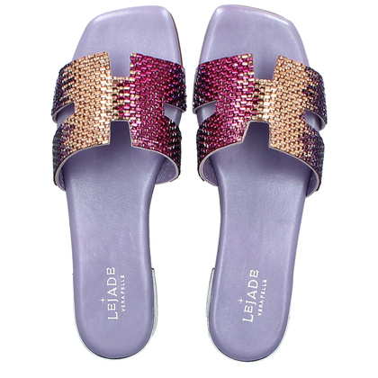 Eleganckie klapki ze skóry - LEJADE 3430 FIOLETOWE