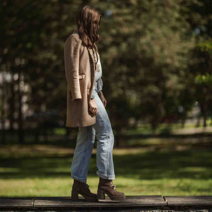 Sznurowane botki ze skóry - KARINO 5323 BRĄZOWE