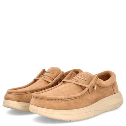Lekkie mokasyny męskie - HEY DUDE WALLY COMF SUEDE 41975 CAMEL
