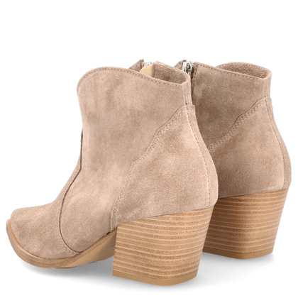 Krótkie kowbojki ze skóry - TYMOTEO G1074 BEŻOWE