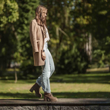 Sznurowane botki ze skóry - KARINO 5323 BRĄZOWE