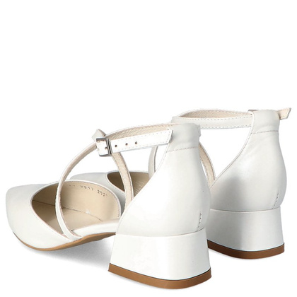 Czółenka ślubne na 4 cm obcasie - KOTYL 9917 ECRU PERŁOWE