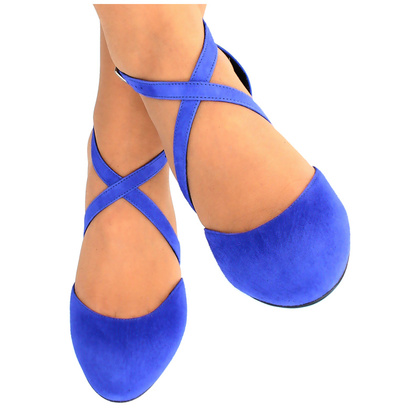 Taneczne czółenka ze skóry - KOTYL 7075 CHABROWE NIEBIESKIE