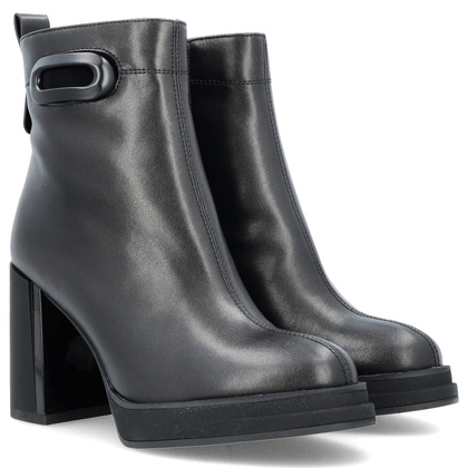 Skórzane botki na platformie - FILIPPO DBT6546/24 CZARNE