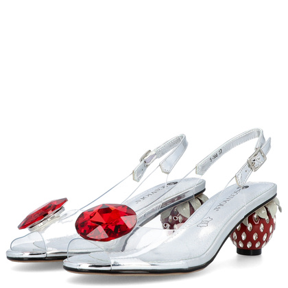 Sandały silikonowe - SCAVIOLA S-366 SREBRNO-CZERWONE