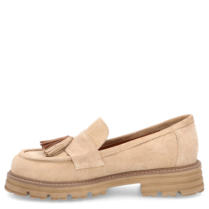 Lekkie mokasyny z chwostami - TYMOTEO L1056 BEŻOWE