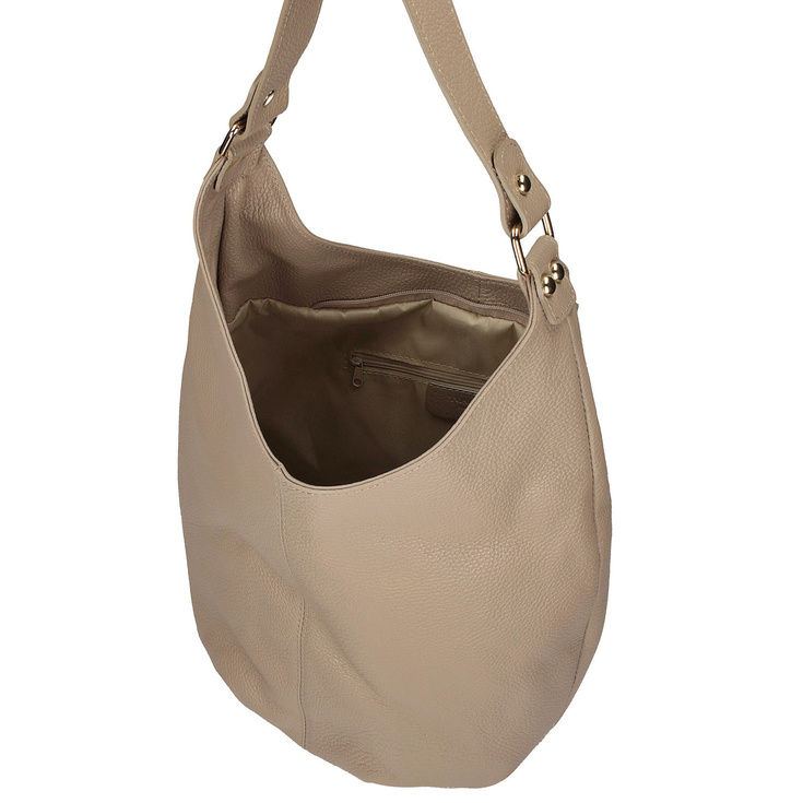 Torebka worek ze skóry - TOSCANIO F118 BEŻOWA