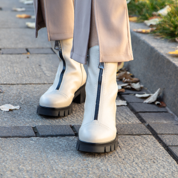 Wygodne botki ze skóry - SIMEN 3264A BEŻOWE