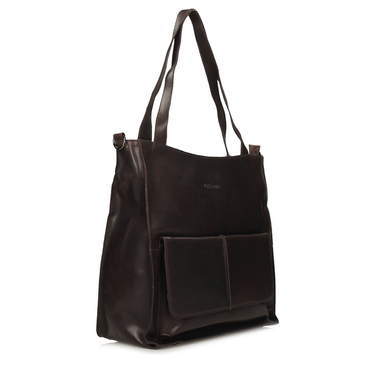 Torebka skórzana shopper - TOSCANIO TR12744 CIEMNY BRĄZ