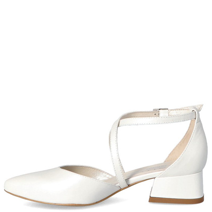 Czółenka ślubne na 4 cm obcasie - KOTYL 9917 ECRU PERŁOWE