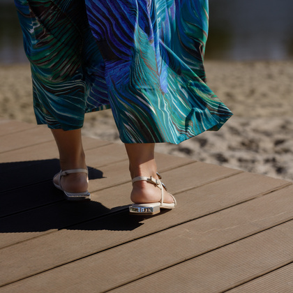 Skórzane sandałki z ozdobami - GIOSEPPO 72364 KREMOWE