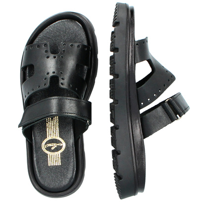 Skórzane klapki damskie - LEMAR 40440 CZARNE