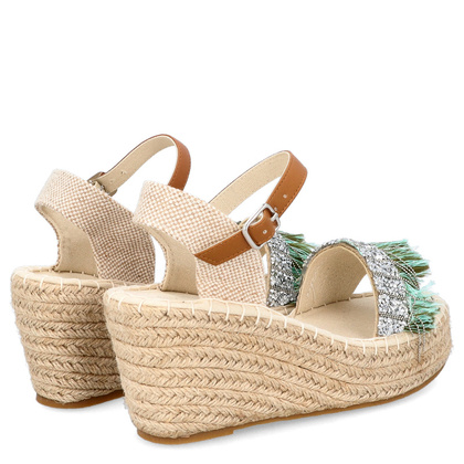 Hiszpańskie sandały na koturnie - SIMÓ SASTRE SS22/BX9232/VE BEŻOWO ZIELONE