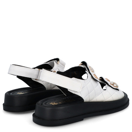 Sandały na rzep z ozdobami - TYMOTEO G1059 BIAŁE