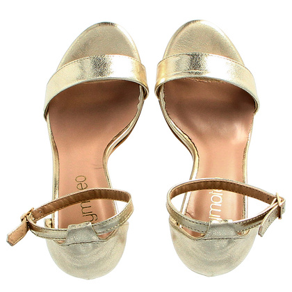 Eleganckie sandały, skóra - TYMOTEO LALI ZŁOTE