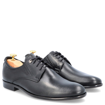 Półbuty skórzane męskie - LEADER 363-459 CZARNE