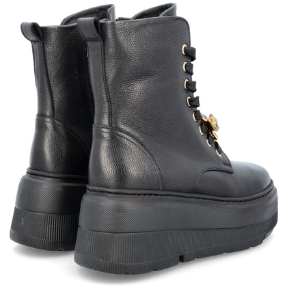 Skórzane workery na platformie - KARINO 5329 CZARNE