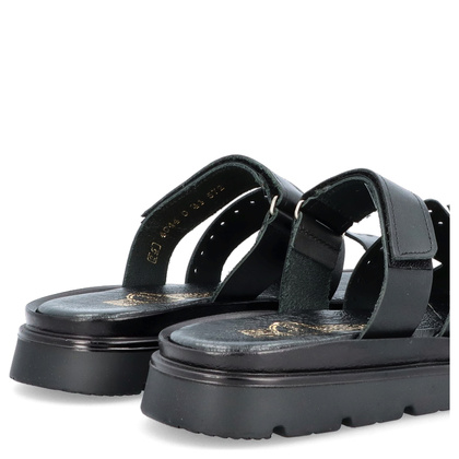 Skórzane klapki damskie - LEMAR 40440 CZARNE