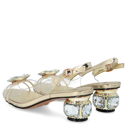 Silikonowe sandały na ozdobnym obcasie - SCAVIOLA S-238 ZŁOTE