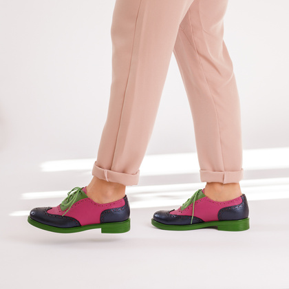 Wiązane półbuty ze skóry - TYMOTEO A1006 KOLOROWE