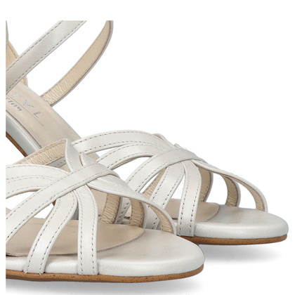 Skórzane sandałki do tańca - KOTYL 4370 ECRU PERŁOWE