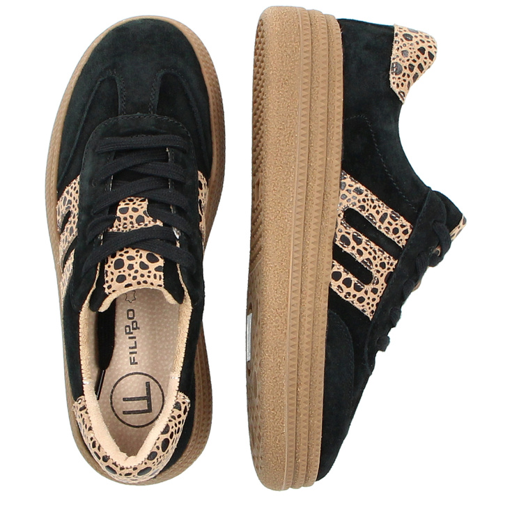 Modne sneakersy ze skóry - FILIPPO DP7114/25 CZARNE
