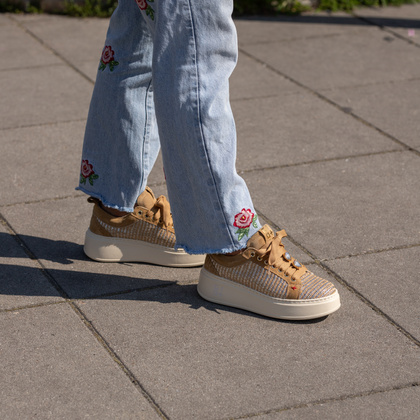 Sneakersy damskie premium - GIO+ PIA350A BEŻOWE