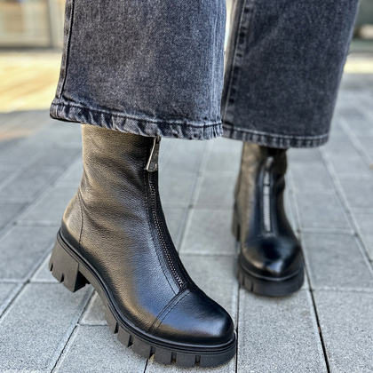 Wygodne botki ze skóry - SIMEN 3264A CZARNY