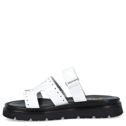 Skórzane klapki damskie - LEMAR 40440 BIAŁE