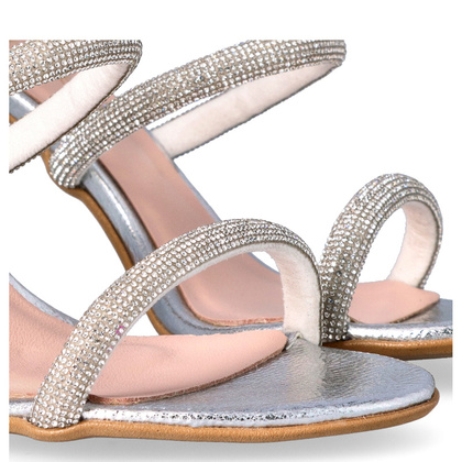 Eleganckie sandały ze skóry naturalnej - TYMOTEO L1035 SREBRNE