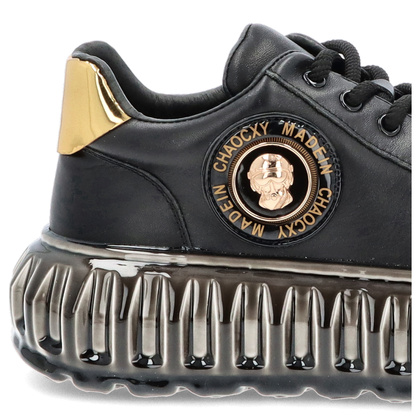 Skórzane sneakersy męskie - JOHN DOUBARE CC2881 CZARNE