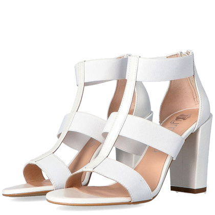 Stylowe sandałki na słupku - TYMOTEO C1003 BIAŁE