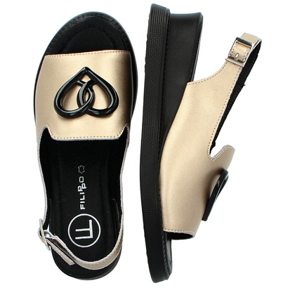 Lekkie sandały na wyższym spodzie - FILIPPO DS6069/25 ZŁOTE