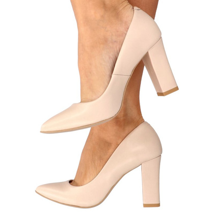 Czółenka ślubne ze skóry - TYMOTEO LAND BEŻOWE